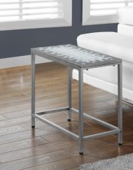ACCENT TABLE - GREY / BLUE TILE TOP / HAMMERED SILVER