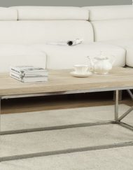 COFFEE TABLE - NATURAL WITH CHROME METAL