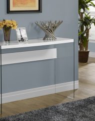 CONSOLE TABLE - GLOSSY WHITE WITH TEMPERED GLASS