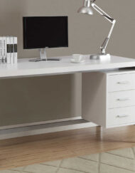COMPUTER DESK - 60"L / WHITE / SILVER METAL