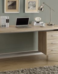 COMPUTER DESK - 60"L / NATURAL WITH SILVER METAL