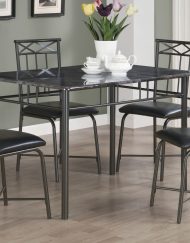 DINING SET - 5PCS SET / GREY MARBLE / CHARCOAL METAL