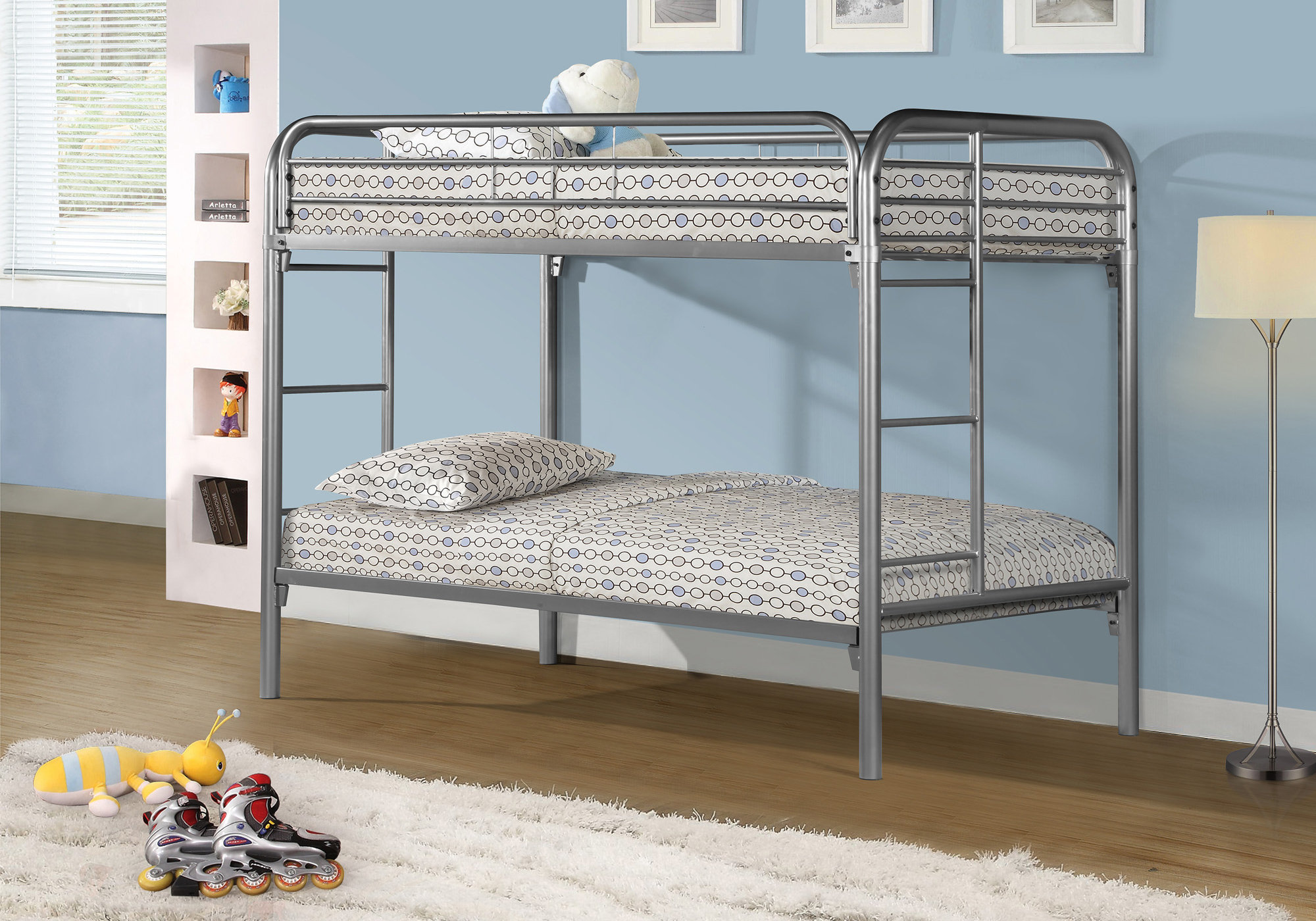 BUNK BED - TWIN / FULL SIZE / SILVER METAL