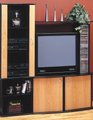 TV STAND - BLACK / MAPLE ENTERTAINMENT CENTER