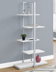 BOOKCASE - 60"H / WHITE / SILVER METAL