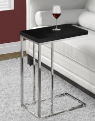 ACCENT TABLE - GLOSSY BLACK WITH CHROME METAL