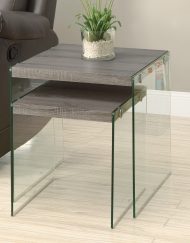 NESTING TABLE - 2PCS SET / DARK TAUPE / TEMPERED GLASS