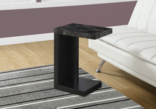 ACCENT TABLE - BLACK / GREY MARBLE-LOOK TOP