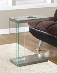 ACCENT TABLE - DARK TAUPE WITH TEMPERED GLASS