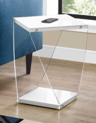 ACCENT TABLE - 22"H / GLOSSY WHITE / CLEAR ACRYLIC