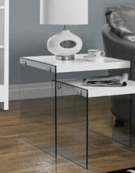 NESTING TABLE - 2PCS SET / GLOSSY WHITE / TEMPERED GLASS