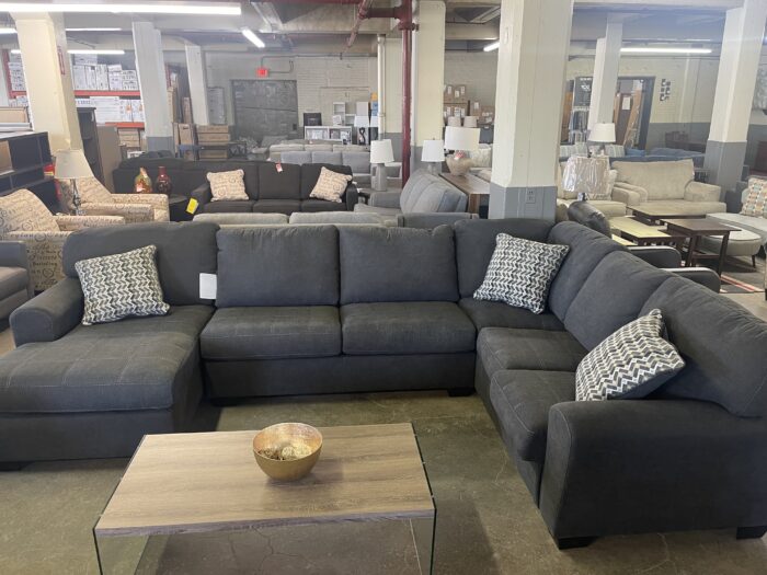 Dark Grey Three Piece Sectional Furniture Living Room Sectionals 