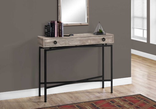 ACCENT TABLE - 42"L / TAUPE RECLAIMED WOOD/ BLACK CONSOLE