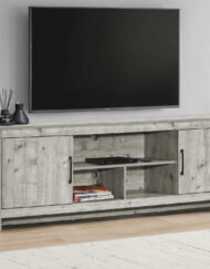 TV STAND - 72"L / RUSTIC GREY WITH 2 DOORS