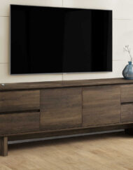 TV STAND - 72"L / DARK BROWN WOOD-LOOK WITH STORAGE